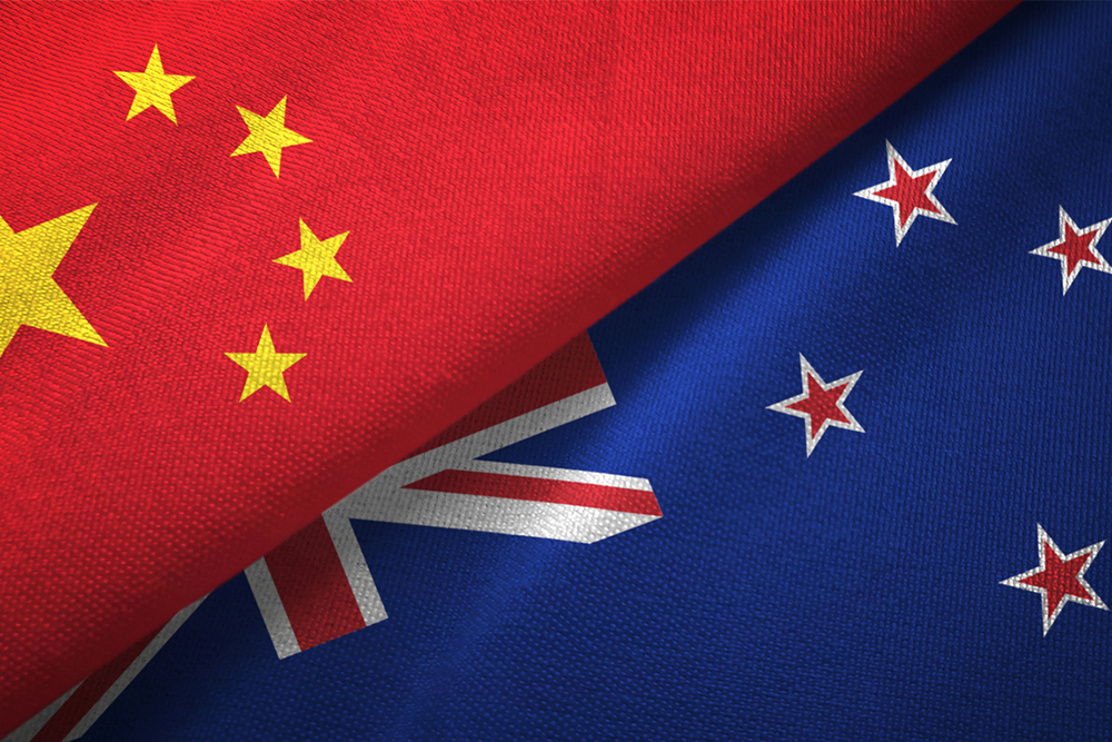 The New Zealand and China flags