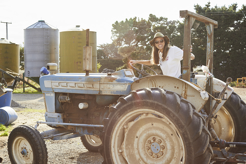 Morgan sitting on a tractor