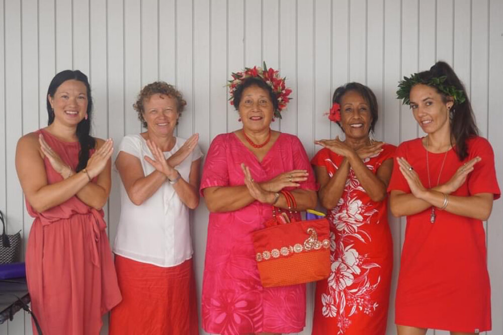 Dana celebrating International Women's Day and the 'Breaking the Bias' theme with NZ High Commissioner to Niue, Helen Tunnah, and local businesswomen Mamata, Moka, and Roz (credit to Niue Chamber of Commerce)