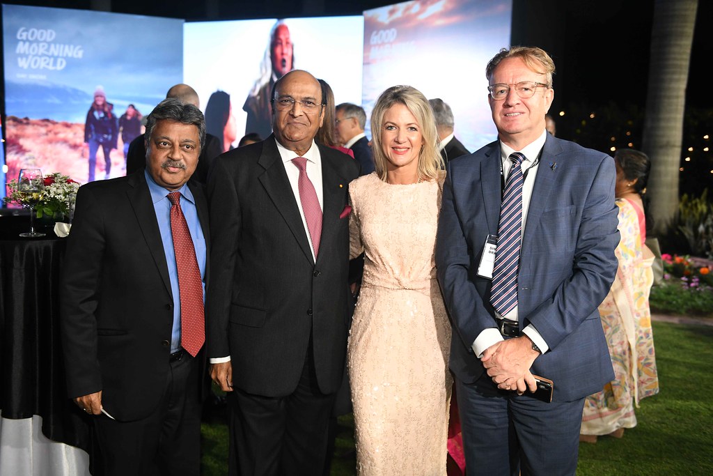 Simon with fellow New Zealand delegates, including Foundation Honorary Adviser Dr Raghupati Singhania (second from left)  and Valocity Global Founder and CEO Carmen Vicelich at the NZ High Commission in Delhi