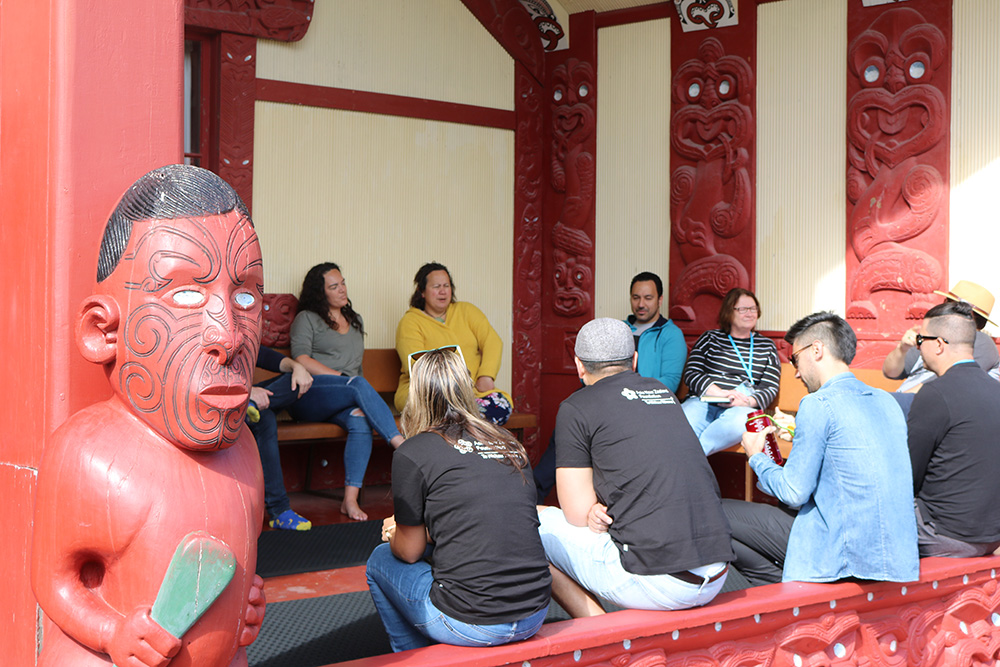 The Kahui and Foundation staff sitting in front of the wharenui