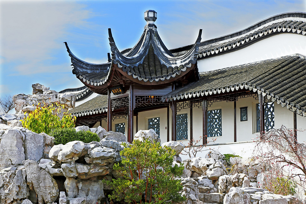 A traditional-style Chinese building at Dunedin's Chinese Gardens