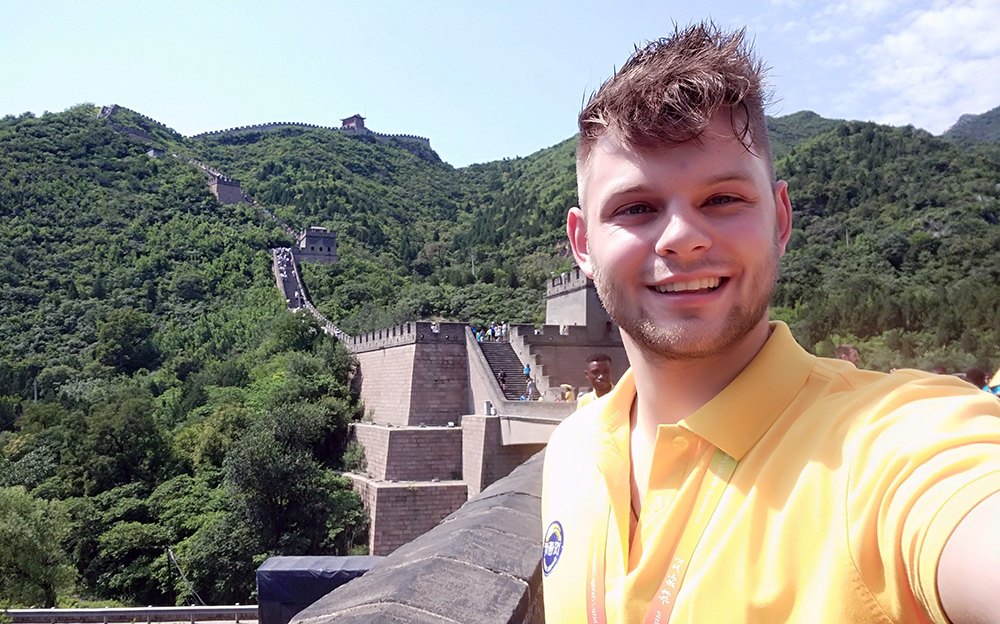 Nathan taking a selfie on the Great Wall of China